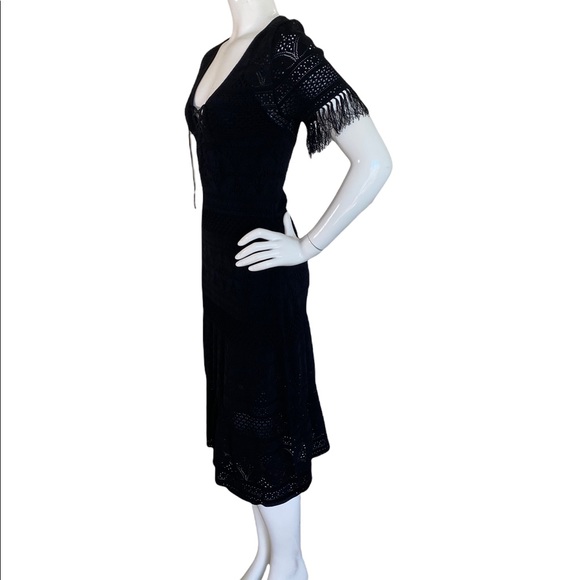 A.L.C. Black Pattern Midi Length A-line Dress - Picture 3 of 12